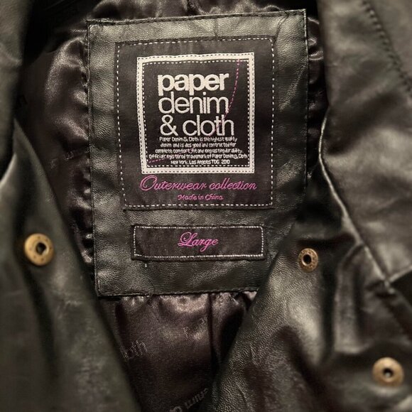 Paper Denim & Cloth Black Belted Trench Jacket – Classic Double Breasted - Picture 5 of 12